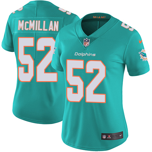 Nike Dolphins #52 Raekwon McMillan Aqua Green Team Color Women's Stitched NFL Vapor Untouchable Limited Jersey